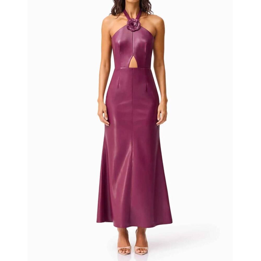 NEW ELLIATT nova halter evening gown in berry